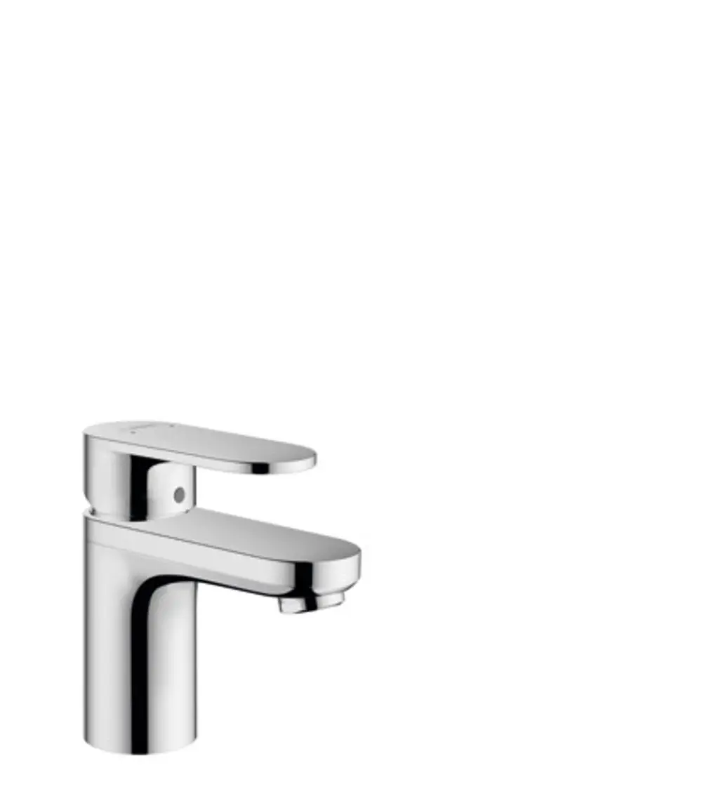 Einhebel-Waschtischmischer mit isolierter Wasserführung und Zugstangen-Ablaufgarnitur in Chrom, designed von Hansgrohe.